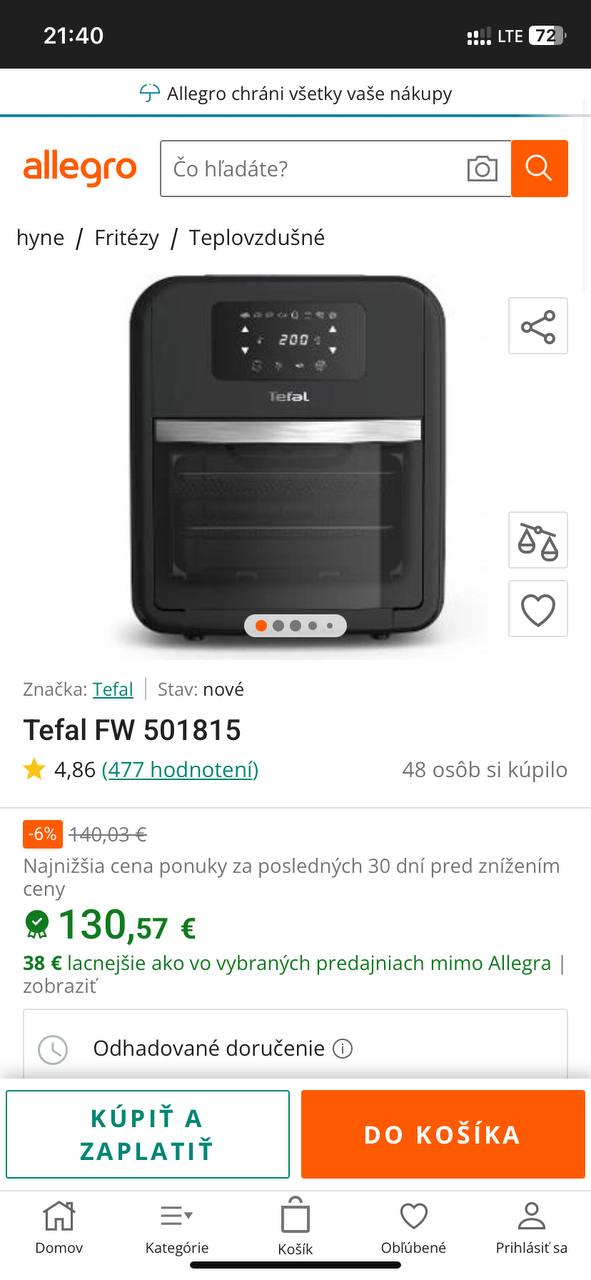 аэрогриль Tefal — Прешов, 80€